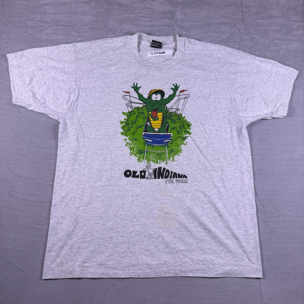 Fruit of The Loom Old Indiana Fun Park Graphic T-Shirt Mens XL Gray Marl Cotton